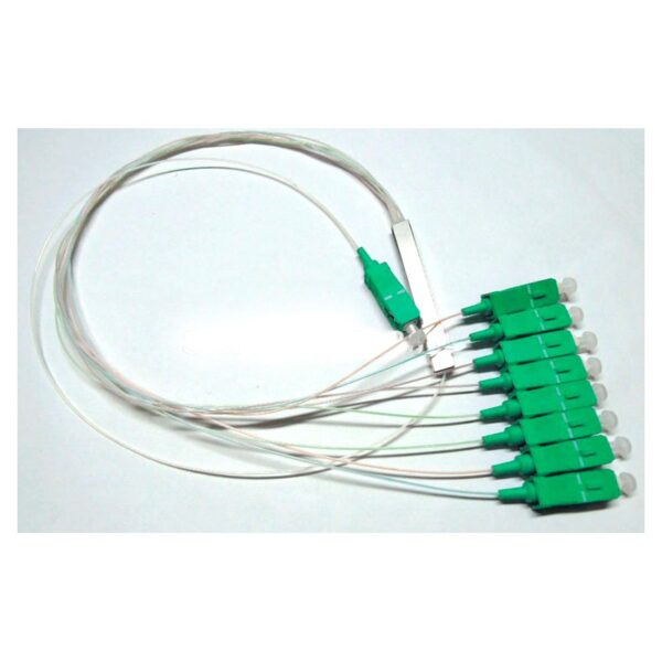 PLC splitter SC-APC 9mm divisor de acero 1.5 m 1x8 Blanco